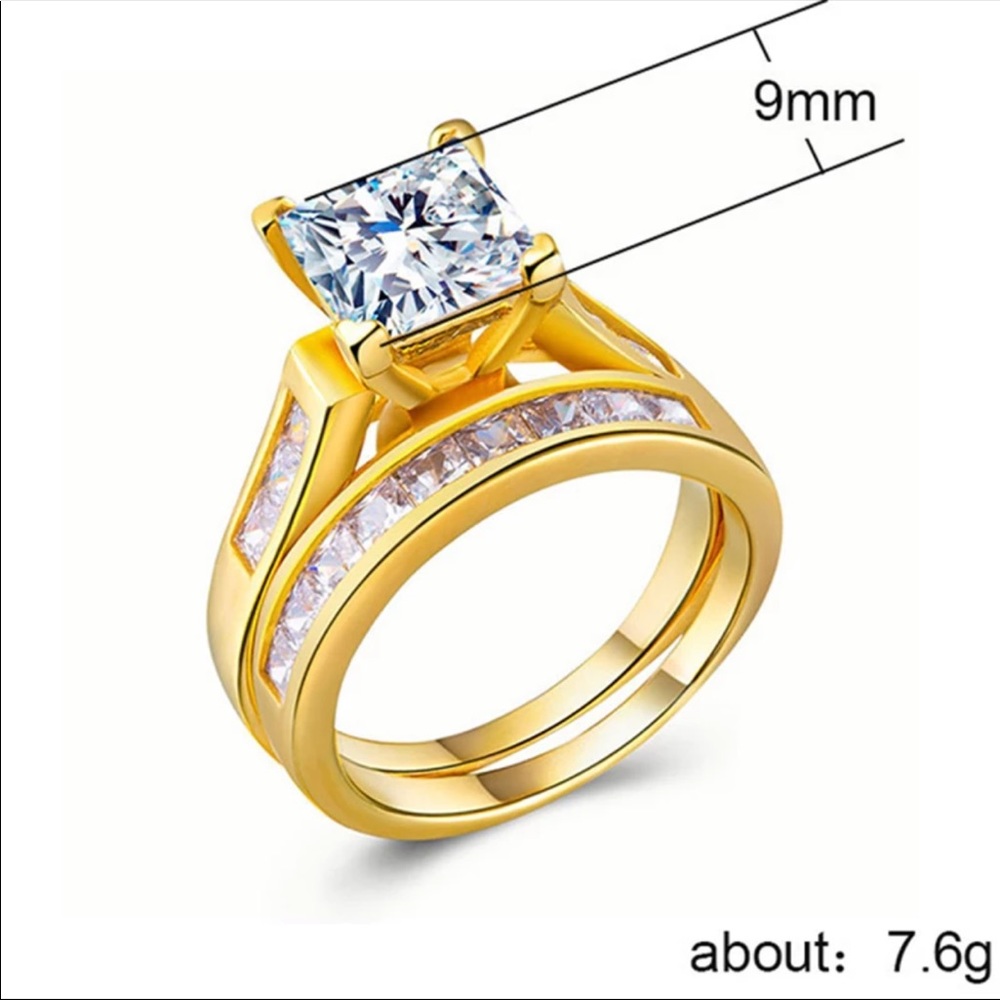 New Luxury 2ps Set Yellow Gold Diamond Ring - Picture 3 of 6